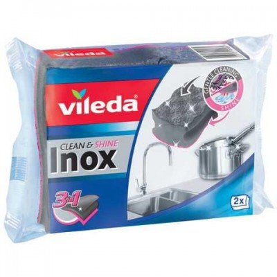 ГУБКА ДЛЯ МИТТЯ ПОСУДУ VILEDA SPUGNA+ABRASIVO X 2 INOX A.157403