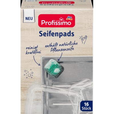 Губка для нержавеющ.поверхн. Profissimo Topfreiniger Seifenpads, 16шт.