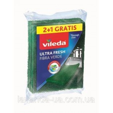 ГУБКИ КУХОННІ VILEDA FIBRA VERDE ABRASIVO GRANDE X 3 PZ