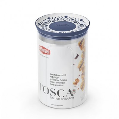 ЕМКОСТЬ ДЛЯ ХРАНЕНИЯ ПРОДУКТОВ КРУГЛАЯ STEFANPLAST TOSCA 1.2Л БЕЛЫЙ/СИНИЙ (55451)