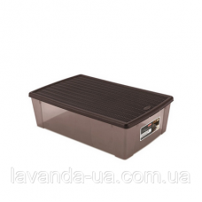 Ємність д/зберігання з кришкою  ELEGANCE т.коричнева 30л, 59х39х17см