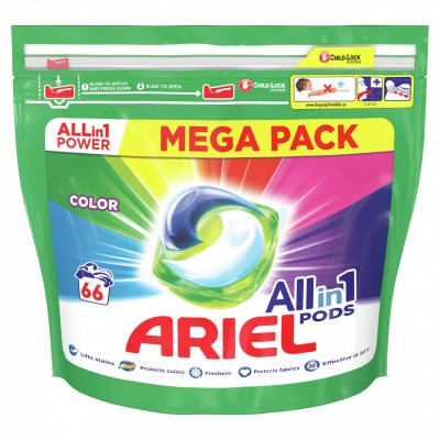 Капсулы для стирки Ariel Power Capsules COLOR ALLin1 66 стирок (пакет)