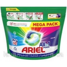 Капсулы для стирки Ariel Capsules COLOR ALL in1 1499,4г 63 стирки (пакет)