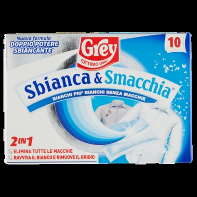 ПЛЯМОВИВІДНИК ВІДБІЛЮВАЧ ДЛЯ ТКАНИН СИПУЧИЙ В ПАКЕТИКАХ GREY SBIANCA&SMACCHIA 10 BUSTE