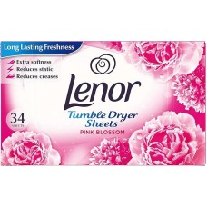 Ароматизированные салфетки для сушки белья Lenor PINK BLOSSOM 34 шт антистатик, салфетки для сушильной машины