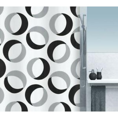 Шторка д/ванної RINGS polyester 180х200 сіро-чорна_10.15184