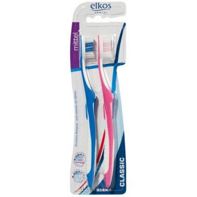 Щетка зубная Elkos Dental серед. жорс. 2 шт.