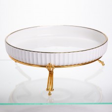 Блюдо сервировочное фарфоровое Casual 28 см, золото Yiwu LB-1574G