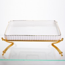 Блюдо сервировочное на металлической подставке 25.4*25.4*9.5 см, золото Yiwu LB-1562G
