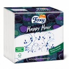 САЛФЕТКИ СТОЛОВЫЕ Двухслойные FOXY Happy Hour Tovaglioli Doppiovelo 33X33Cm - 50шт.