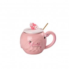Чашка фарфоровая Flamingo 500мл с крышкой и ложкой чашки для кофе Smile HPCY8276SM