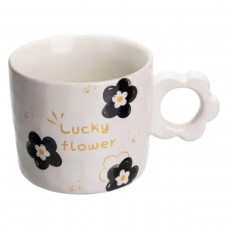 Чашка для чая и кофе фарфоровая Lucky Flower 420 (мл) красивая оригинальная кружка на подарок Белая FM-14D