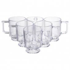 Набор чашек 6 шт для чая и кофе Goblet по 300 (мл) кружки стеклянные Прозрачный HP-19-L6