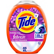Капсулы для стирки Tide POWER PODS Febreze Odor Eliminators + Lasting Freshness Spring & Renewal 45 шт, 4 в 1, против пятен
