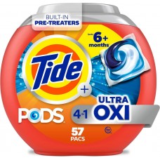 Капсулы для стирки Tide PODS Ultra OXI 4 in 1, 57 шт, мощное удаление пятен, защита цвета и свежесть