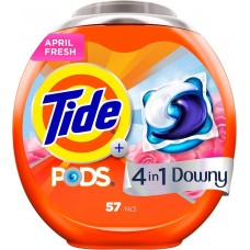 Капсулы для стирки Tide PODS 4 in 1 Plus Downy 57 шт, стиральное средство, пятновыводитель, защита цвета и свежесть