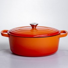 Гусятница чугунная эмалированная 6 л, оранжевый Yiwu HP-FLG-17 ORANGE