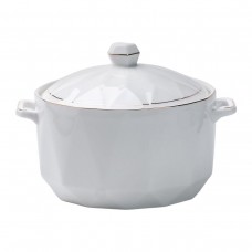 Супница керамическая с крышкой и ручками 1,4 л  Белая HP1050