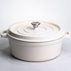Кокотница чугунная эмалированная 7,5 л, бежевый Yiwu HP-FLG-7 WHITE