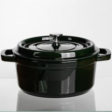 Кокотница чугунная эмалированная 4 л, малахит Yiwu HP-FLG-10 green