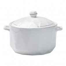 Супница керамическая с крышкой и ручками 2,2 л Белая HP1051