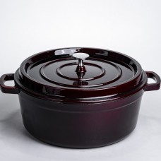 Кокотница чугунная эмалированная 6 л, бургунди Yiwu HP-FLG-13 burgundy