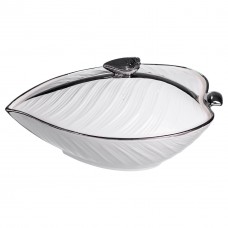 Супница 800 (мл) фарфоровая 32×21×16 (см) с крышкой Белый с серебром XL-4054AS