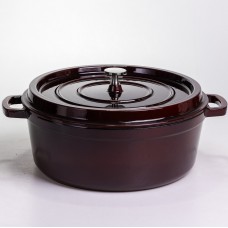 Кокотница чугунная эмалированная 7,5 л, бургунди Yiwu HP-FLG-14 burgundy