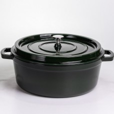 Кокотница чугунная эмалированная 7,5 л, малахит Yiwu HP-FLG-14 green
