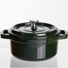 Кокотница чугунная эмалированная 2 л, малахит Yiwu HP-FLG-8 green