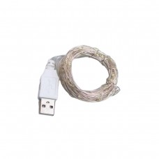 Гирлянда роса 20 метров USB на 200 led светодиодов капля белый провод белая USB200L20MWW
