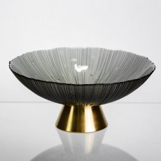 Фруктовница стеклянная «Gold & Grey» 24 см на золотой ножке Yiwu HP-34-118