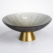 Фруктовница стеклянная «Gold & Grey» 34 см на золотой ножке Yiwu HP-34-119