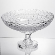 Фруктовница на ножке стеклянная Queen Lace 32 см под хрусталь Yiwu HP-34-47