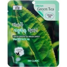 Маска тканева з екстрактом зеленого чаю 3WCLINIC Fresh Green Tea Mask Sheet, 23 мл