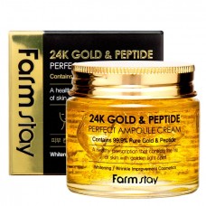 Ампульный крем для лица FarmStay 24K Gold & Peptide Perfect Ampoule Cream с золотом и пептидами 80 мл