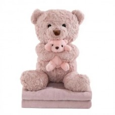 Игрушка-подушка Медведь с малышом и пледом 110х140 см розовый 509-33P