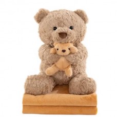 Игрушка-подушка Медведь с малышом и пледом 110x140 см бежевый 509-33P