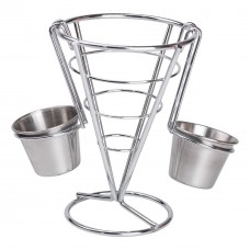 Корзинка для картошки фри с соусниками конусная 15х15х13.5 см HP-19-7