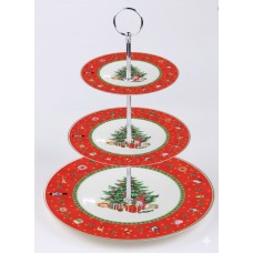 Этажерка фарфоровая для фруктов трёхъярусная Christmas 34 см HP-SDHK-8 Этажерка фарфоровая для фруктов трёхъярусная Christmas 34 см HP-SDHK-8