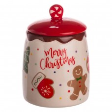 Банка для сыпучих продуктов с крышкой из фарфора 9×13 (см) Merry Christmas CR-1-42 Банка для сыпучих продуктов с крышкой из фарфора 9×13 (см) Merry Christmas CR-1-42