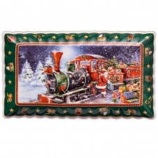 Блюдо сервировочное новогоднее для закусок из фарфора Santa 30.5×17.5×2.5 (см) HP-SDHK-22 Блюдо сервировочное новогоднее для закусок из фарфора Santa 30.5×17.5×2.5 (см) HP-SDHK-22