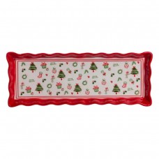 Блюдо сервировочное новогоднее для закусок Merry Christmas 36.5×13×3 (см) из фарфора CR-1-16 Блюдо сервировочное новогоднее для закусок Merry Christmas 36.5×13×3 (см) из фарфора CR-1-16