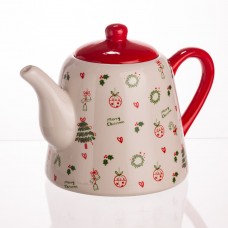 Фарфоровый заварочный чайник Merry Cristmas 1 литр CR-1-15 Фарфоровый заварочный чайник Merry Cristmas 1 литр CR-1-15