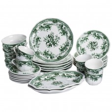 Столовый набор посуды 32 предмета на 6 персон Vintage Elegant фарфоровый Черный YY78-7A