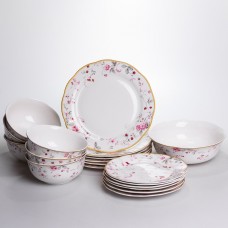 Столовый сервиз на 6 персон фарфоровый Strawberries 24 предмети Yiwu HP-7-716