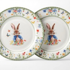 Набор обеденных тарелок пасхальных Garden Rabbits фарфоровые 25 см HP-7323-5