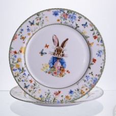 Набор обеденных тарелок пасхальных Garden Rabbits фарфоровые 25 см HP-7323-5A