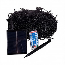 Новогодняя гирлянда уличная 100 м 1000 LED с солнечной батареей 8 режимов работы черный провод Желтый свет SB1000L100MBY