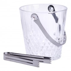 Ведерко для льда стеклянное 1 л с металлическими щипцами HP-19-21GLASS